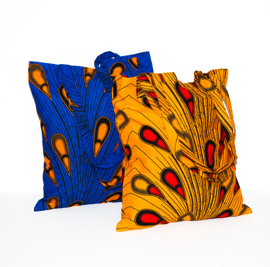 Blue Flame – Ankara Lined Tote Bag