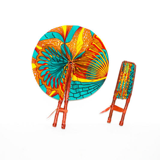 Sunrise Whirl – Vibrant Foldable African Fan