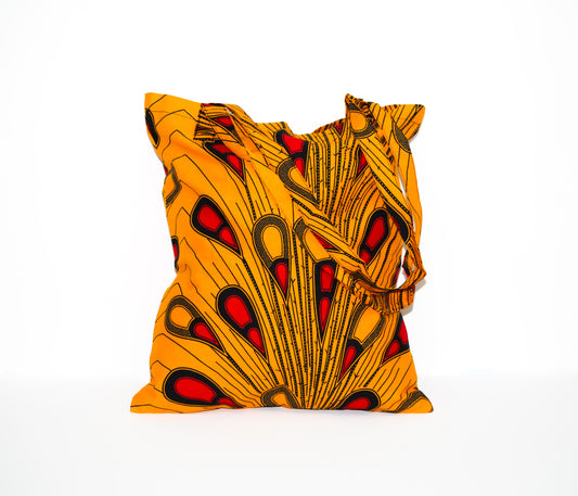 Golden Ember – Ankara Lined Tote Bag