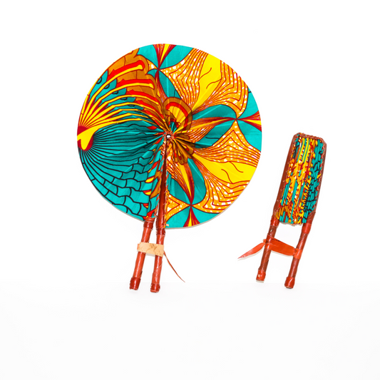 Sunrise Whirl – Vibrant Foldable African Fan