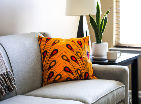 Golden Bloom – Ankara Throw Pillow Cover